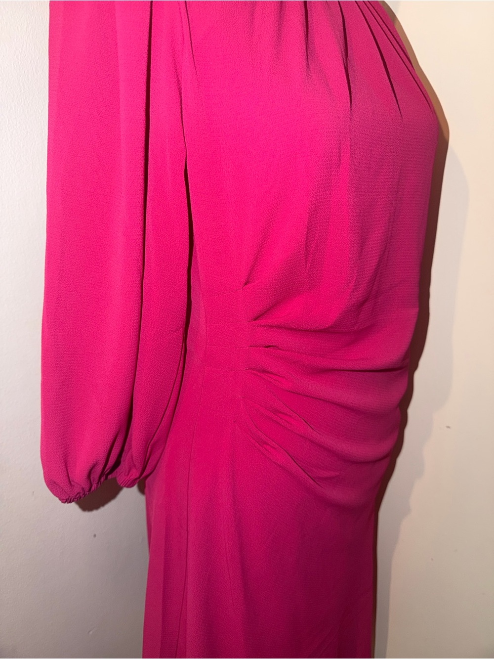 Maggy London Fuchsia Long-Sleeve Ruched Sheath Dressing - Picture 2 of 6